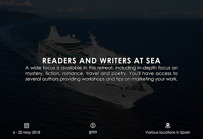 best retreats and workshops for fiction writers 2018 - Readers and Writers at Sea vbdusa.com