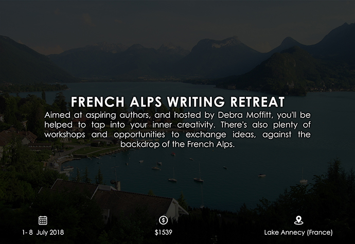 best retreats and workshops for fiction writers 2018 - French Alps Writing Retreat debramoffitt.com