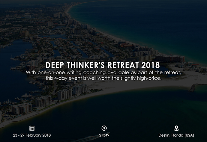 best retreats and workshops for fiction writers - Deep Thinker’s Retreat 2018 learnhowtowriteanovel.com